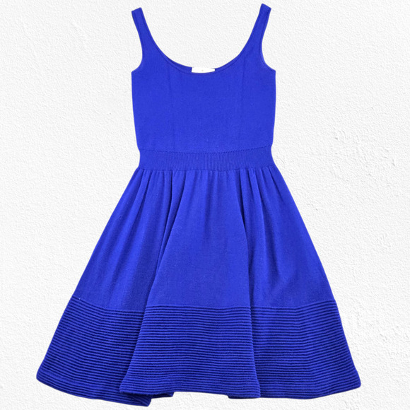 Kate Spade Cobalt Blue Wool Fit & Flare Dress Scoop Neck Knit 2010s Size XS - Picture 1 of 8